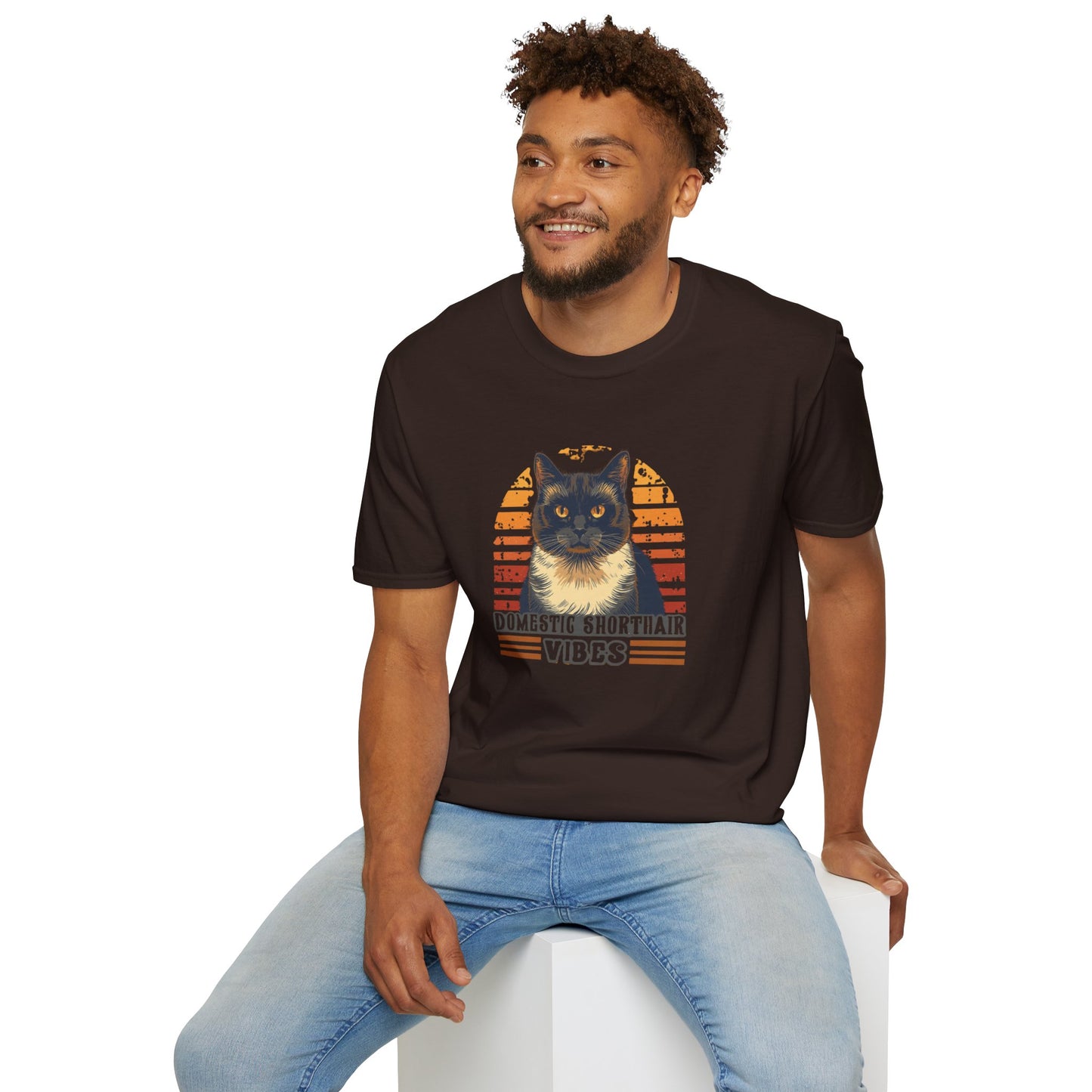 Domestic Shorthair Vibes T-Shirt — Retro Cat Lover Tee