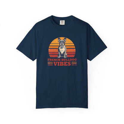 French Bulldog Vibes T-Shirt — Retro Sunset Dog Graphic Tee
