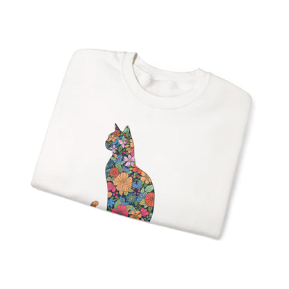 Domestic Medium Hair - Floral Cat Silhouette Sweatshirt