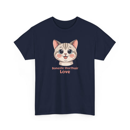 Domestic Shorthair Cat Love T-Shirt — Cute Kitten Graphic Tee