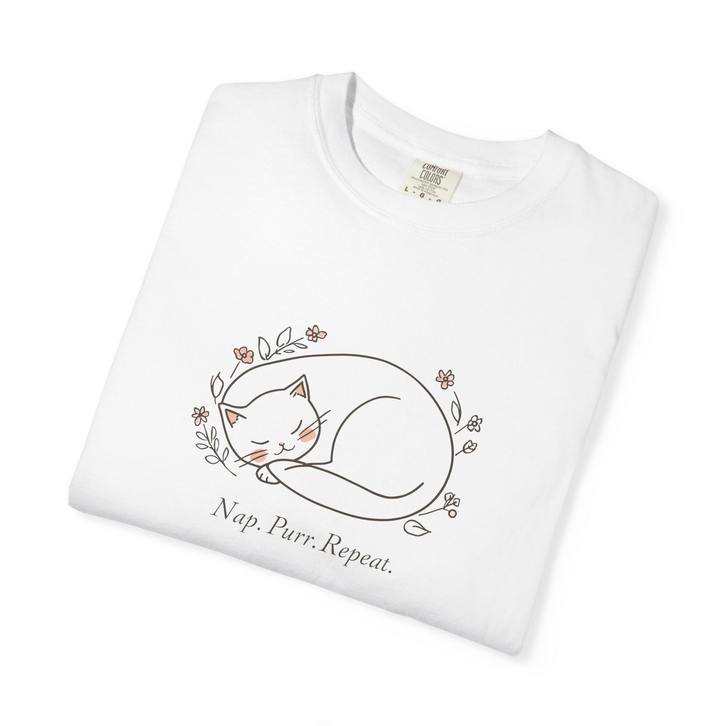 Cat Nap T-Shirt — "Nap Peer Repose" Cute Sleeping Cat Graphic Tee