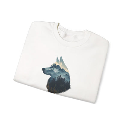 Husky Club Crewneck Sweatshirt - Mountain Wolf Graphic Pullover