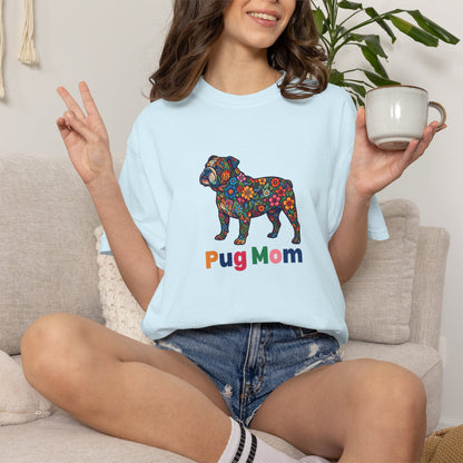 Pug Mom Floral T-Shirt