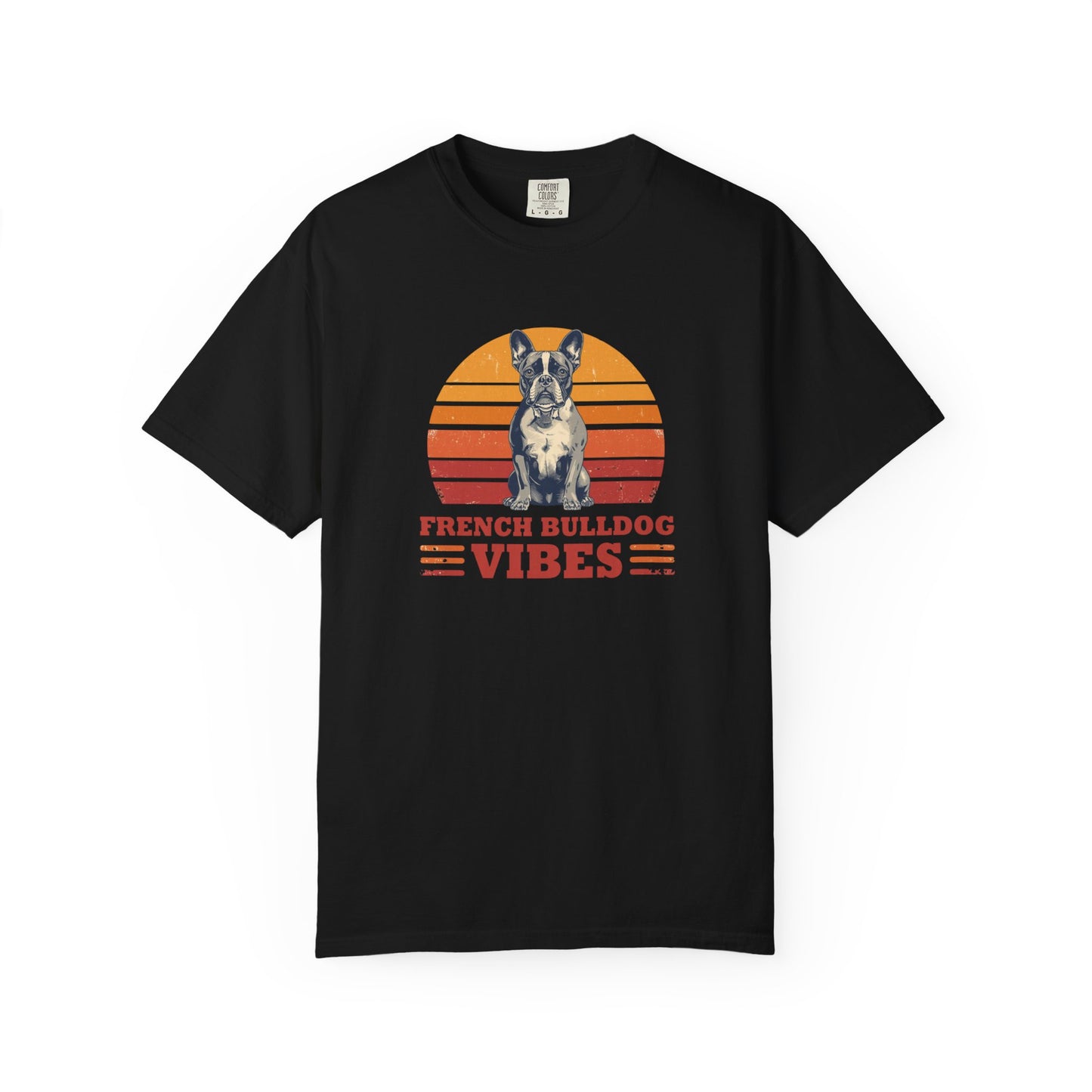 French Bulldog Vibes T-Shirt — Retro Sunset Dog Graphic Tee