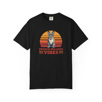 French Bulldog Vibes T-Shirt — Retro Sunset Dog Graphic Tee