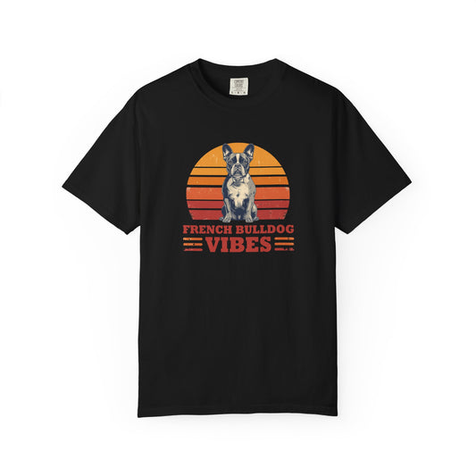 French Bulldog Vibes T-Shirt — Retro Sunset Dog Graphic Tee