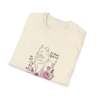 Domestic Longhair Queen Floral T-Shirt - 'I Believe I'm a Queen' Cute Cat & Rose Tee