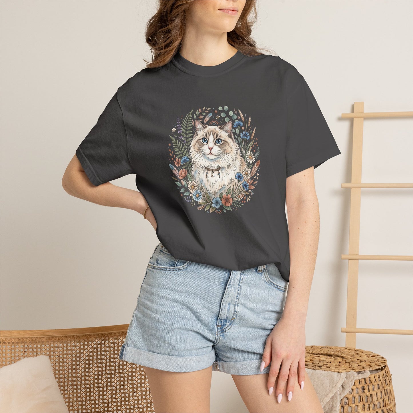 Ragdoll Cat Floral Wreath T-Shirt