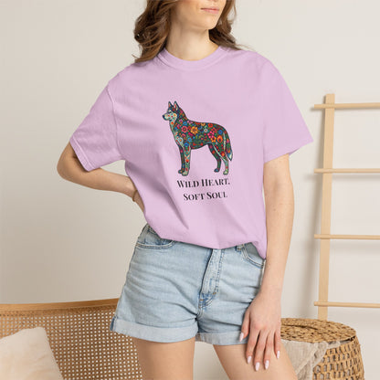 Floral Husky T-Shirt- "Wild Heart, Soft Soul" Graphic Tee